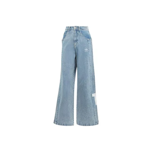 Adidas Originals Light Sports Series SS24 Jeans Women's Light Gray Blue