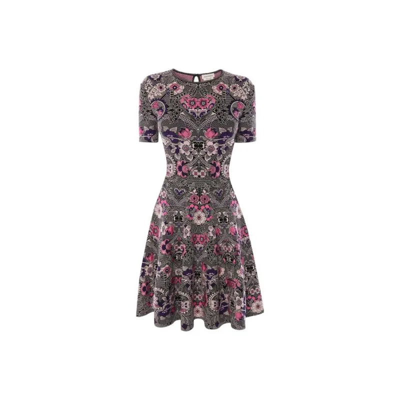 Alexander McQueen Short Sleeved Dresses Women's Black-0