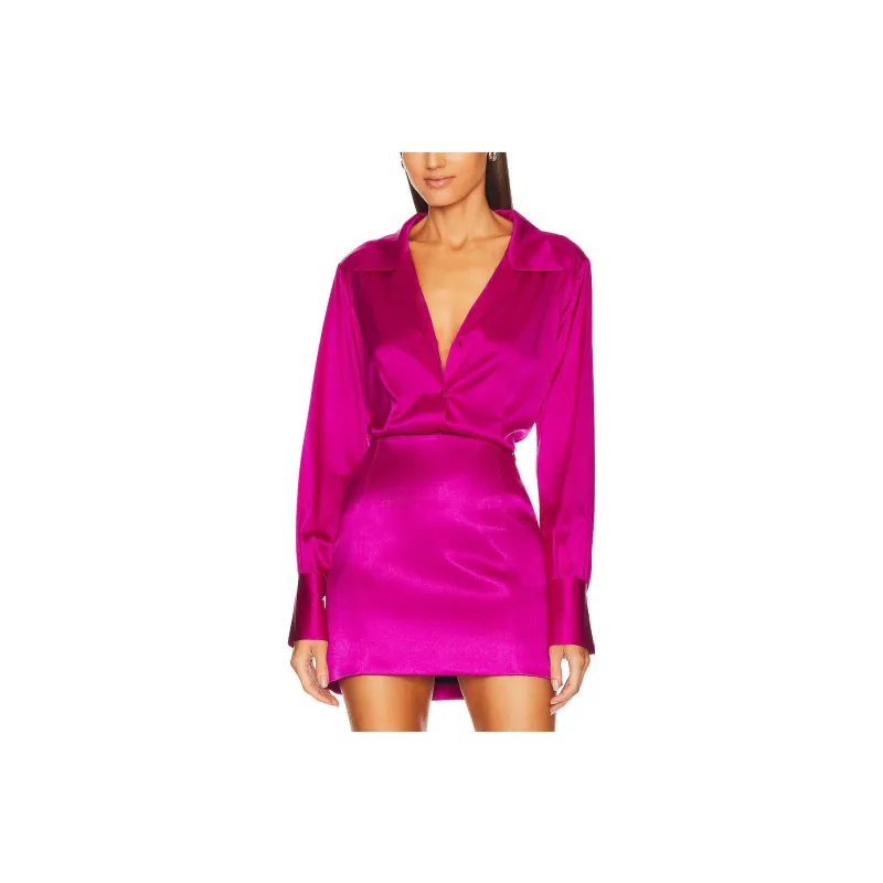 GANNI Long-Sleeved Dresses Women's Magenta-0