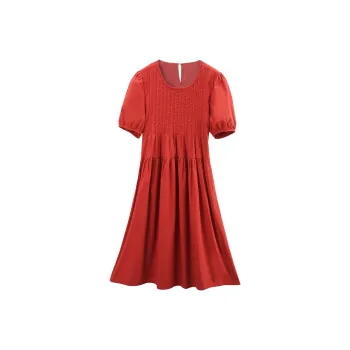 A Paradise For Awakening Short Sleeved Dresses Women's Burgundy