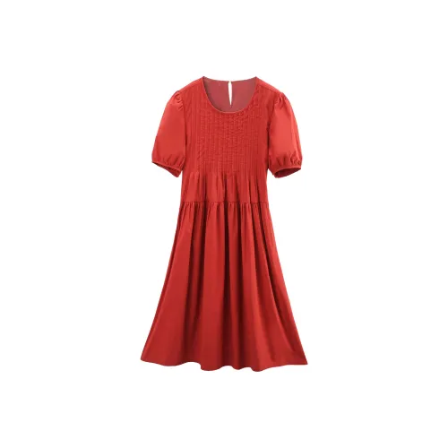 A Paradise For Awakening Short Sleeved Dresses Women's Burgundy