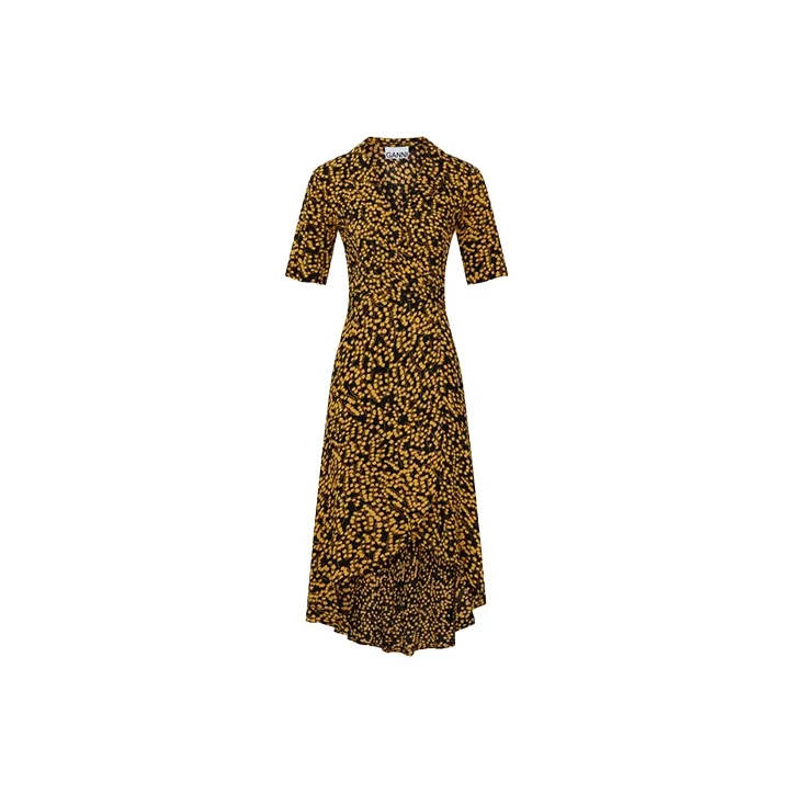 GANNI Short Sleeved Dresses Women's Yellow-0