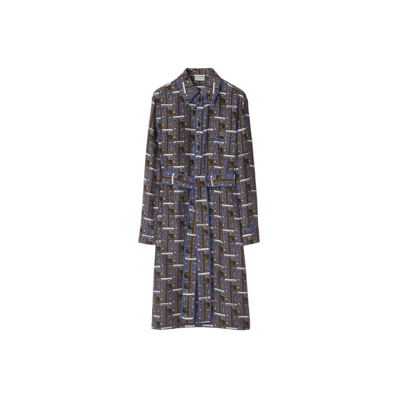 Burberry Long-Sleeved Dresses Women's Knight Blue-0