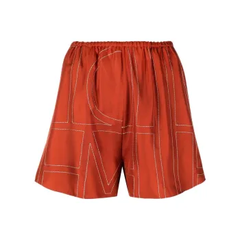 TOTEME Monogram-print Silk Shorts
