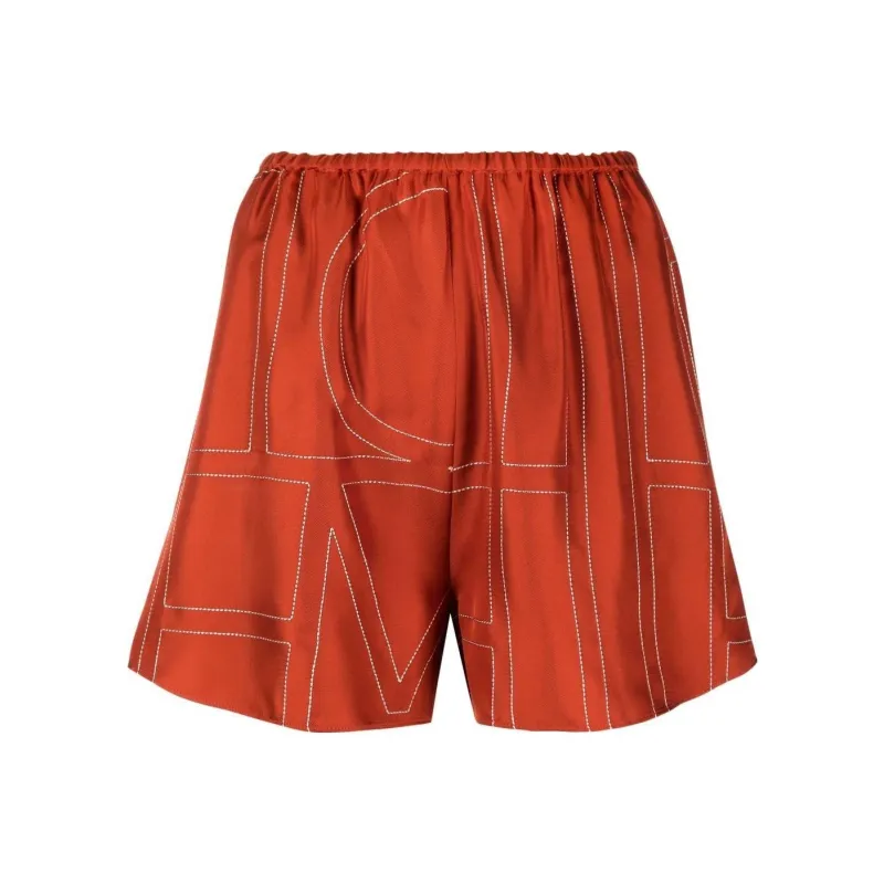 TOTEME Monogram-print Silk Shorts-0