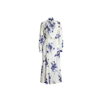 Polo Ralph Lauren Aniyah Floral Textured Day Dress Long-Sleeved Dresses Women's White