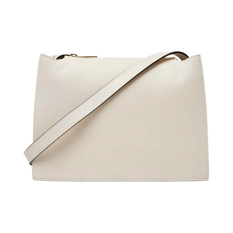 Furla Grain Leather Shoulder Bag Trumpets Women's Cream-4