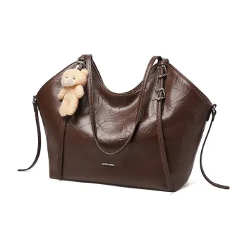 AOKANG Polyurethane Leather Tote Shoulder Bag Women's Classic Black/Cocoa Coffee/Beige Apricot