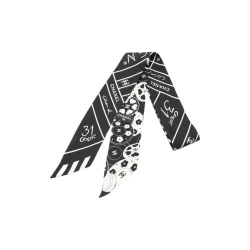 CHANEL Silk Scarves Women's Black