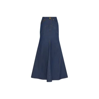 Zimmermann SS24 Denim Long Skirts Women's Railroad Blue