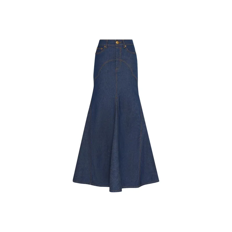 Zimmermann SS24 Denim Long Skirts Women's Railroad Blue-0