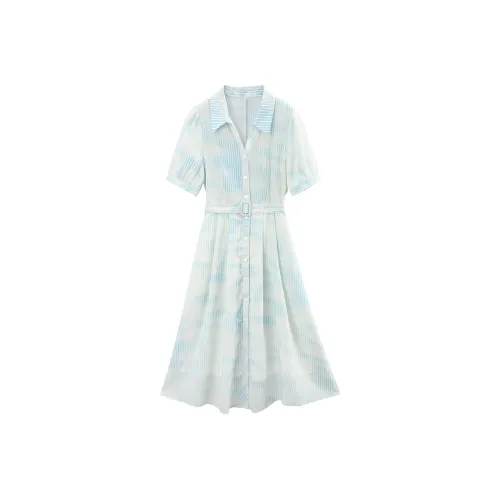 A Paradise For Awakening Short Sleeved Dress Women's Blue
