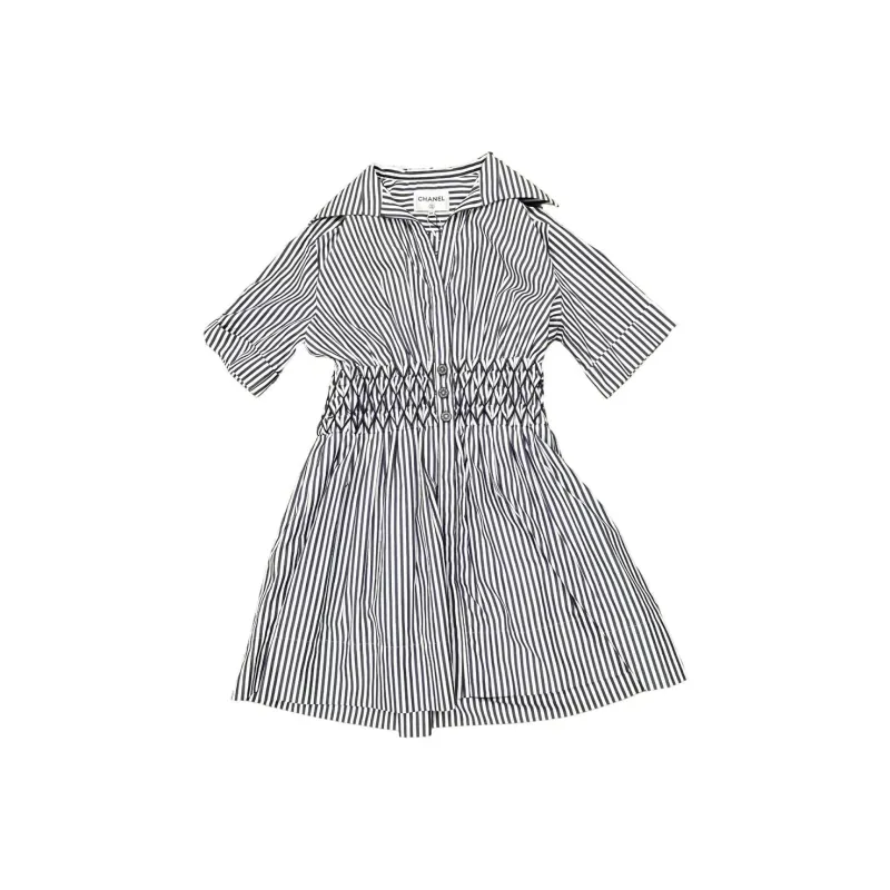 CHANEL Short-Sleeved Dresses Women's Blue-0