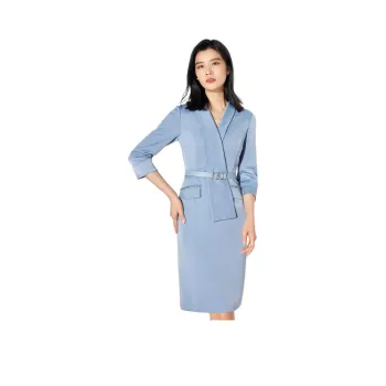 BBLLUUEE Long Sleeved Dress Women's Moonlight Blue