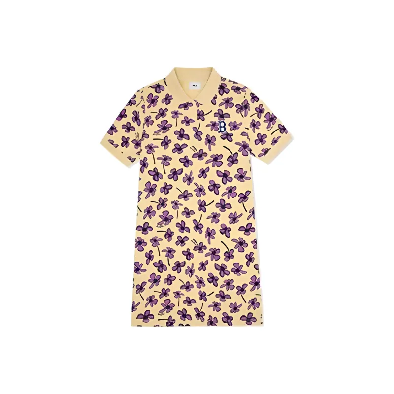 MLB Short Sleeved Dress Women's Dark Beige Skin-0