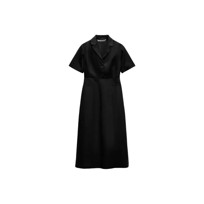 ZARA ZW Series Short Sleeved Dresses Women's Black-0