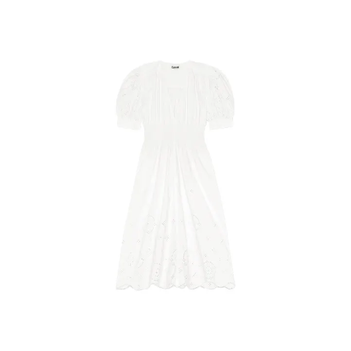 GANNI Short-Sleeved Dresses Women's White-0