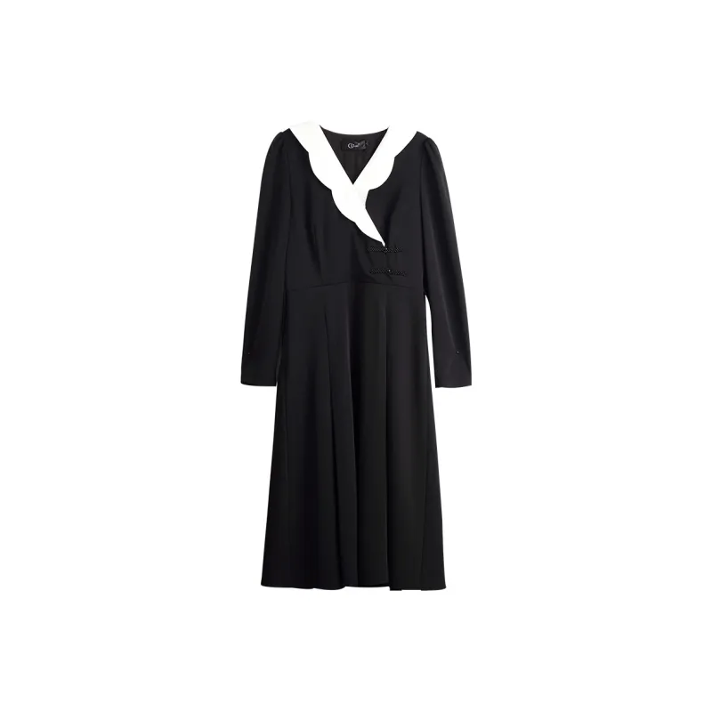 Olrain FW22 A Line Skirt Dress Black-0