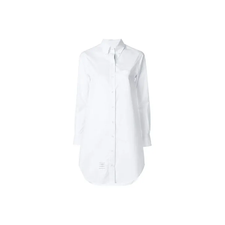 THOM BROWNE Crinkled Cotton Shirtdress-0