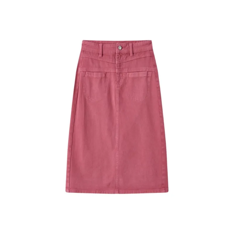 EICHITOO Denim Long Skirts Women's Rose Red-0