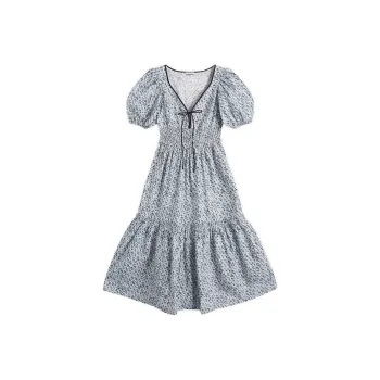 GANNI Floral Printed Long Smock Dress