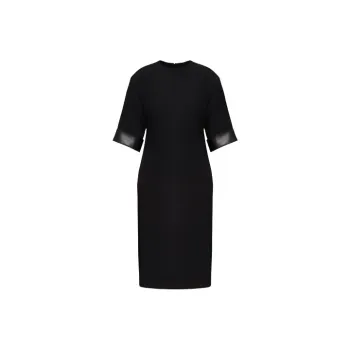 Valentino Couture Leather Trim Shift Dress