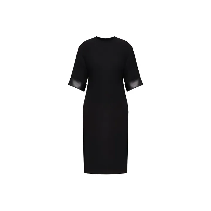 Valentino Couture Leather Trim Shift Dress-0