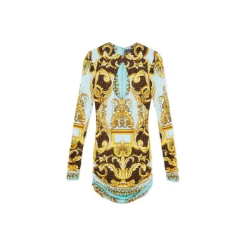 VERSACE Fendace Baroque Mini Dress Gold