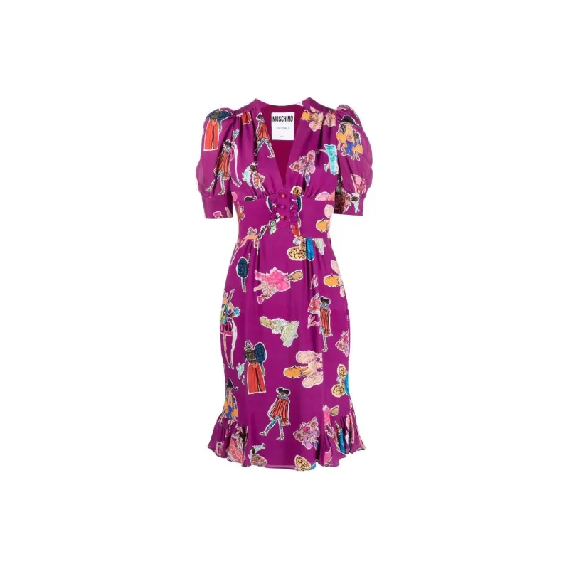 MOSCHINO Short-Sleeved Dresses Women's Purple-0