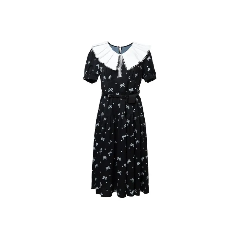 LOFT SHINE SS22 Flared Dress Dress Black-0