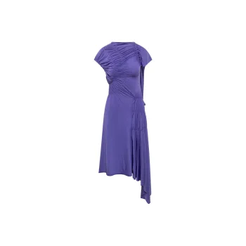 Victoria Beckham Ruched Asymmetric Hem Midi Dress