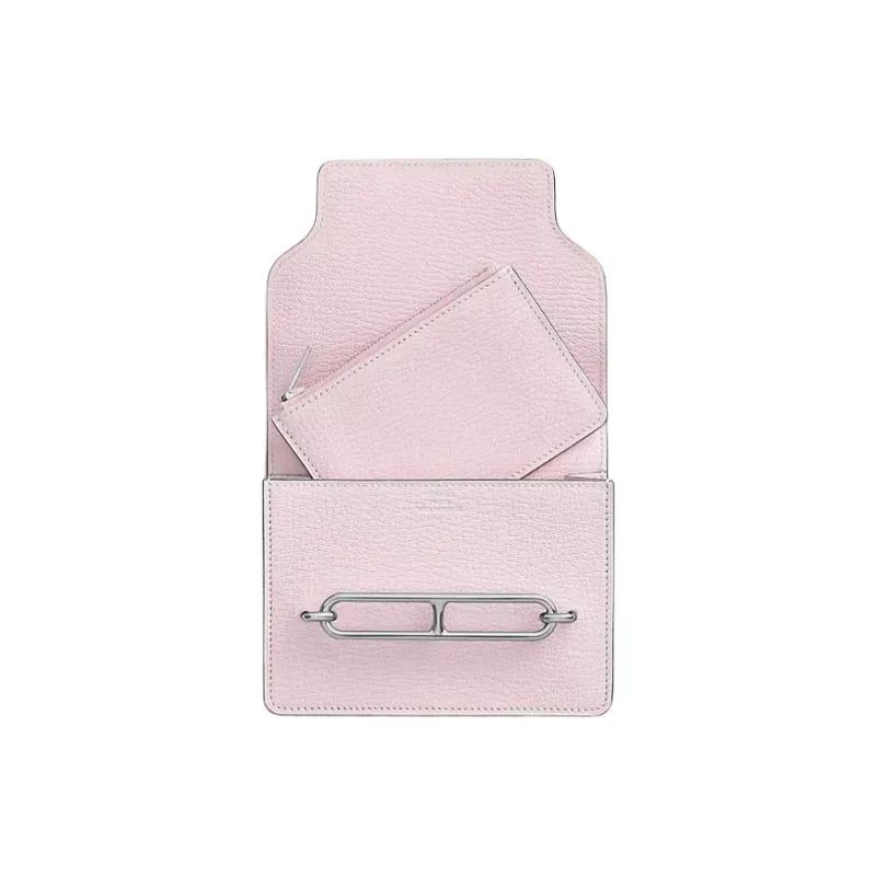 HERMES Roulis Mysore Sheepskin Wallet Women's 5T Rose-1