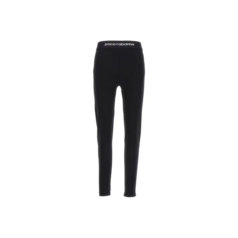 Paco Rabanne Logo Detailed High Waisted Leggings-0