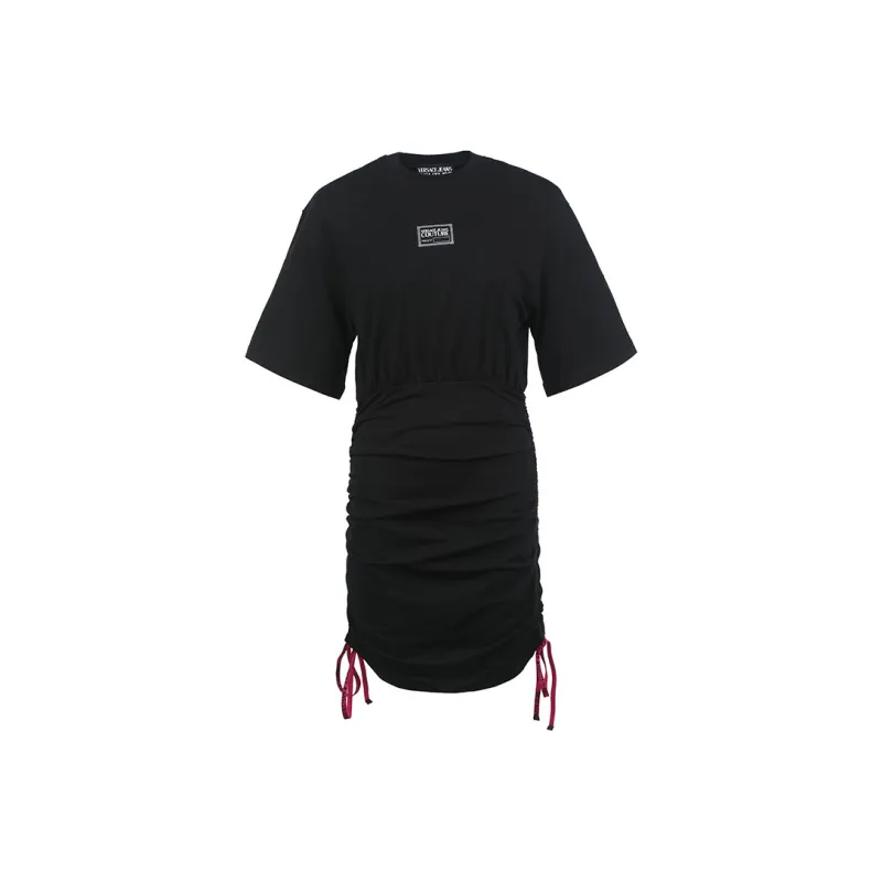 VERSACE JEANS COUTURE Logo patch Ruched Minidress-0