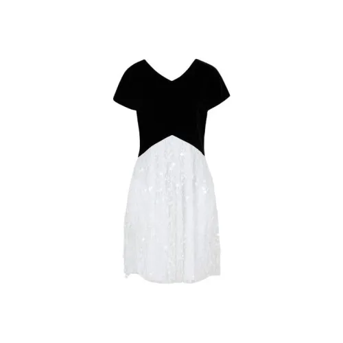 EMPORIO ARMANI Dress With Velvet Top And Skirt With Hand embroidered Sequin Fringe