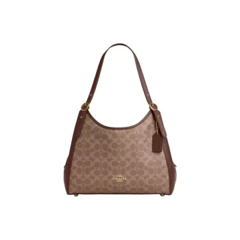 COACH Coated Canvas Shoulder Bag Regular Women's Gold & Tawny