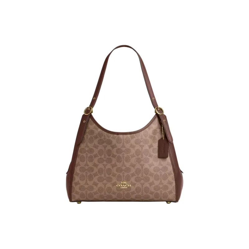 COACH Coated Canvas Shoulder Bag Regular Women's Gold & Tawny-0
