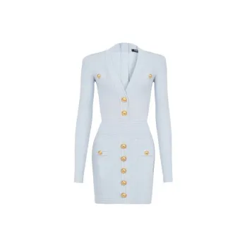 BALMAIN Long-Sleeved Dresses Women's Light Blue