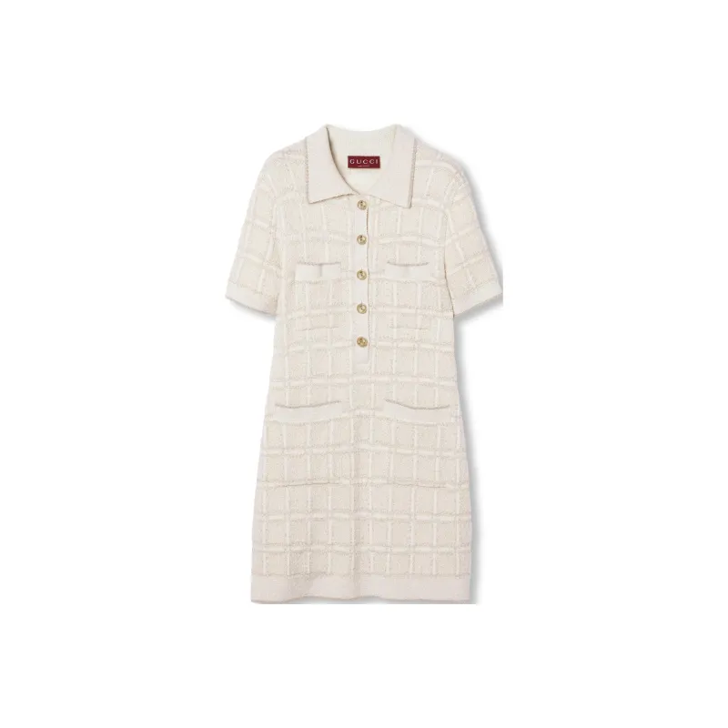 GUCCI FW24 Short Sleeved Dress Women's White-0