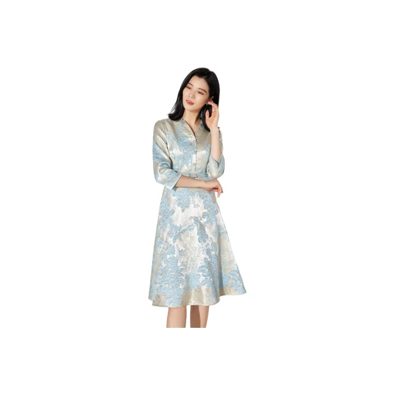 BBLLUUEE Long Sleeved Dress Women's Moonlight Blue-0