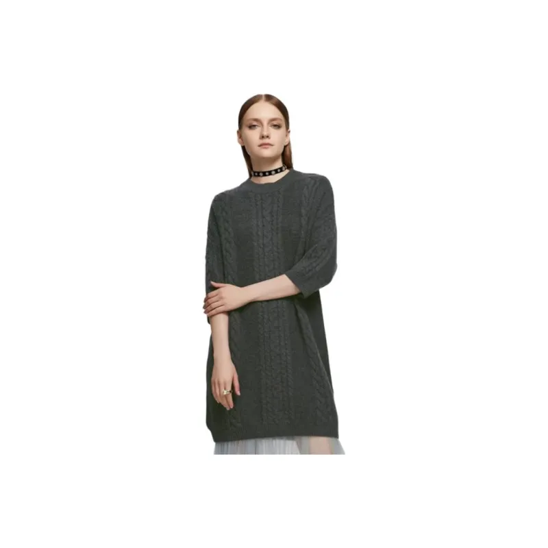 MIHUANG Short Sleeved Dresses Women's Charcoal Gray-0