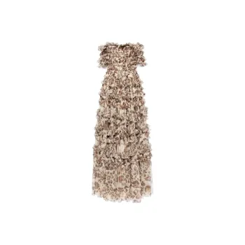 NEEDLE & THREAD Leopard Lisette Off-Shoulder Gown