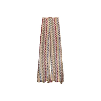 MISSONI Zigzag Woven Crochet Knit Flared Trousers