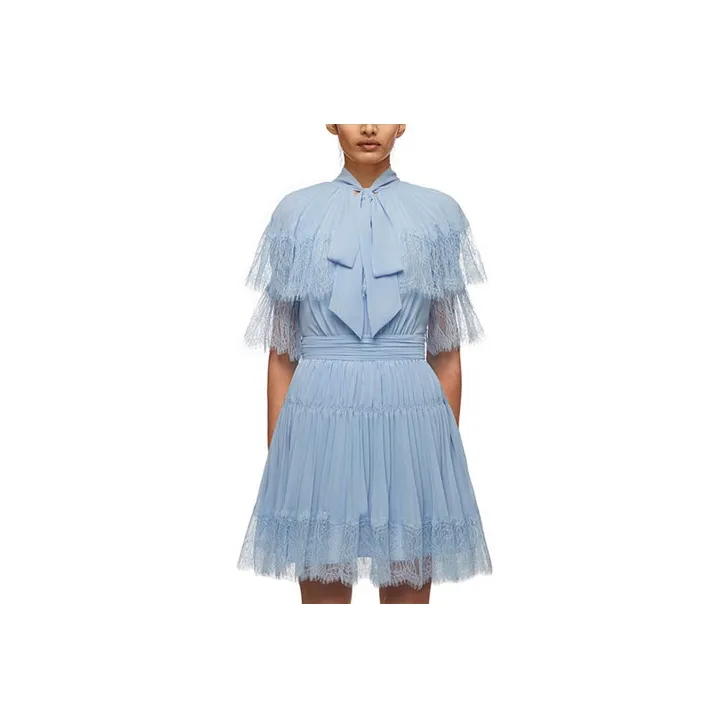Self portrait Short Sleeved Dresses Women's Blue-0