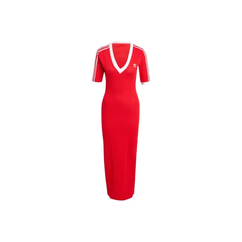 Adidas Originals Adicolor 3-Stripes Knit V-Neck Dress-0