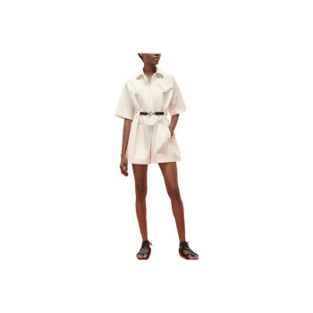HERMES Jumpsuits Women's Gray White