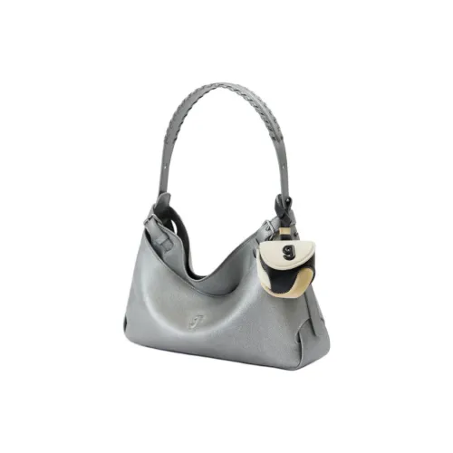 KUNOGIGI Cow Leather Underarm Crossbody Bag Medium Size Unisex Silver