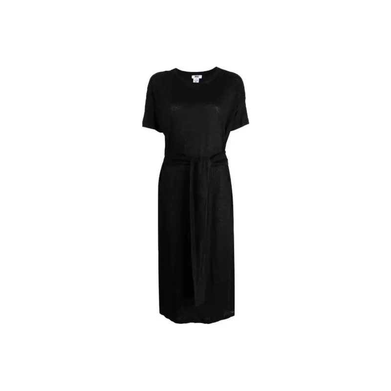 DKNY Short sleeve Linen Long Dress-0