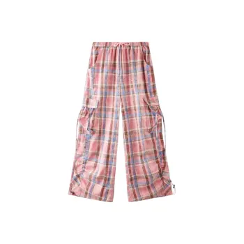Three Blessings Casual Pants Women's Fuchsia Blue Plaid