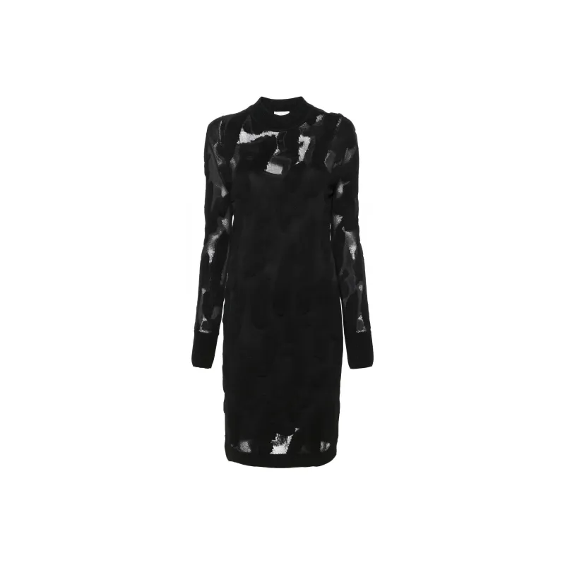 Ferragamo 3D knit Semi sheer Midi Dress-0